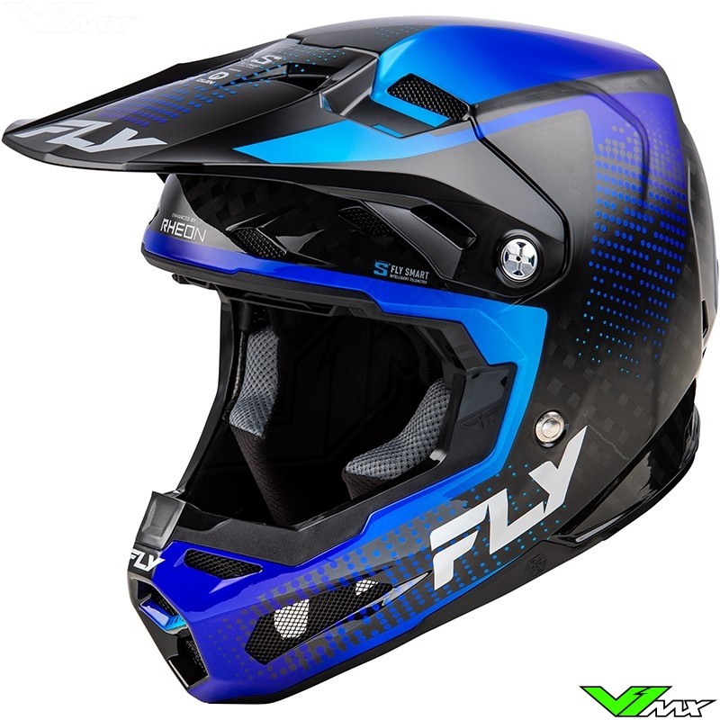 Fly Racing Formula S Protocol Crosshelm - Carbon Zwart / Blauw