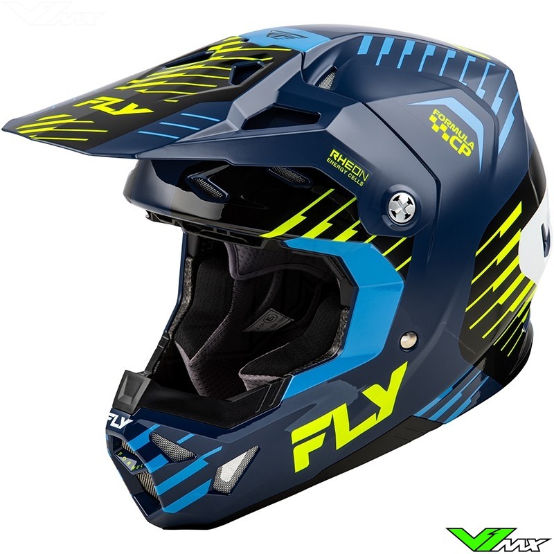 Fly Racing Formula CP Slice Crosshelm - Navy / Fluo Geel