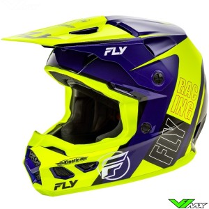 Fly Racing Kinetic Rally Crosshelm - Fluo Geel / Blauw