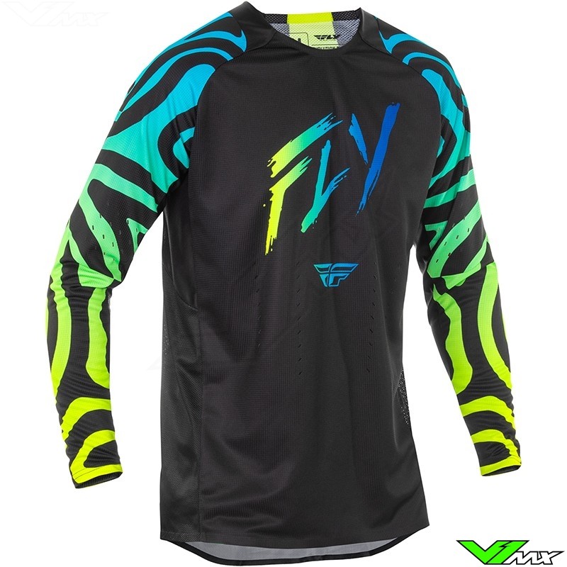 Fly Racing Evolution DTS Zen SE 2025 Cross shirt - Zwart / Blauw / Fluo Geel