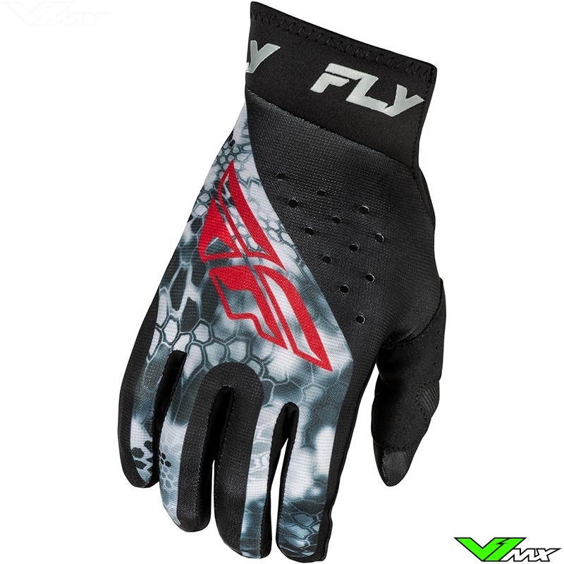 Fly Racing Pro Lite Kryptek 2025 Motocross Gloves - Black / Red / Grey