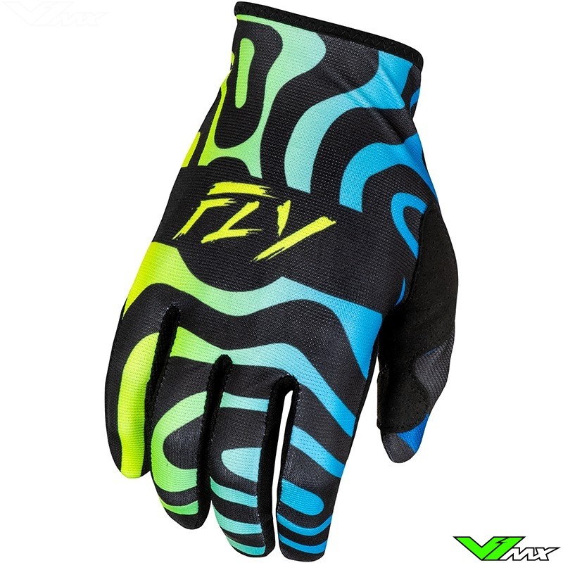 Fly Racing Lite Zen SE 2025 Youth Motocross Gloves - Black / Blue / Fluo Yellow