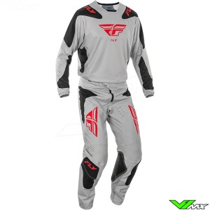 Fly Racing Kinetic Sym 2025 Motocross Gear Combo - Grey / Red