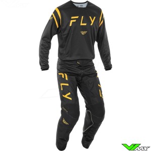 Fly Racing Kinetic Center 2025 Motocross Gear Combo - Black / Gold