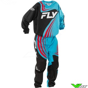 Fly Racing F-16 2025 Youth Motocross Gear Combo - Cyaan / Red