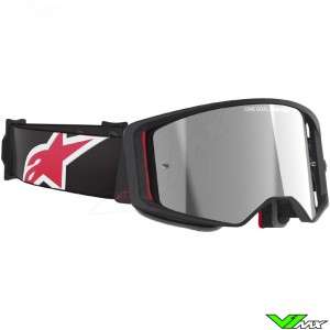 Alpinestars Supertech Corp Crossbril - Zwart / Rood / Zilver spiegellens