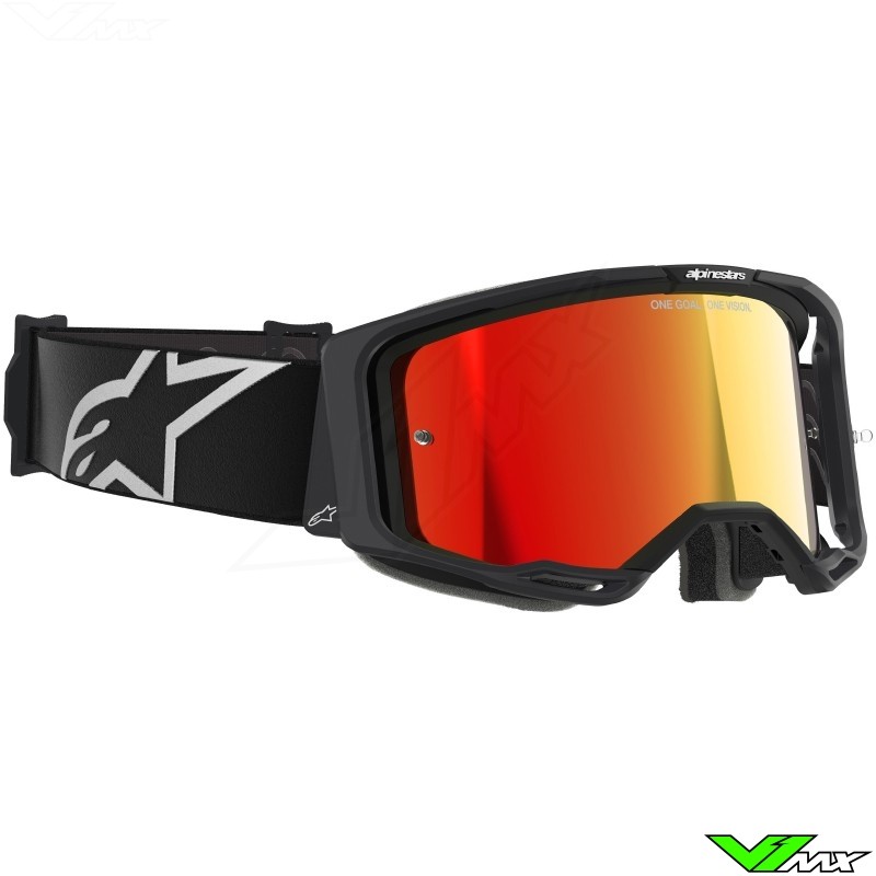 Alpinestars Vision 8 Corp Crossbril - Zwart / Rood Spiegellens