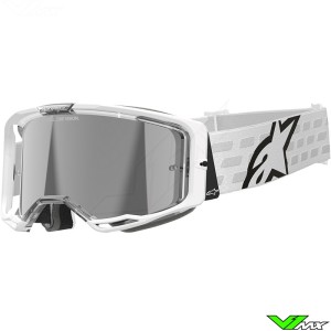 Alpinestars Vision 8 Corp Crossbril - Wit / Zilver spiegellens