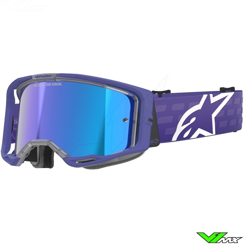 Alpinestars Vision 8 Corp Crossbril - Paars / Blauw Spiegellens