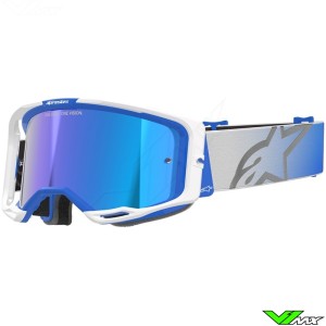 Alpinestars Vision 8 Corp Motocross Goggle - Blue / White / Mirror Blue Lens