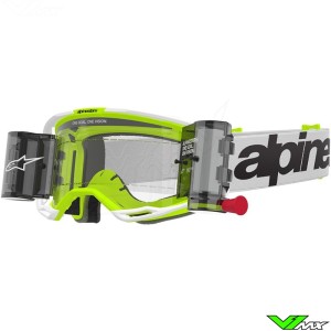 Alpinestars Vision 8 Wordmark Crossbril met Roll-off - Wit / Fluo Geel