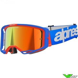 Alpinestars Vision 8 Wordmark Crossbril - Blauw / Oranje / Rood Spiegellens