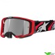 Alpinestars Vision 8 Luar Crossbril - Rood / Zwart / Zilver spiegellens