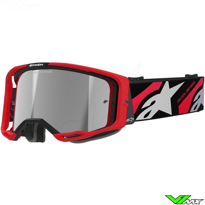 Alpinestars Vision 8 Luar Motocross Goggle - Red / Black / Silver Mirror Lens