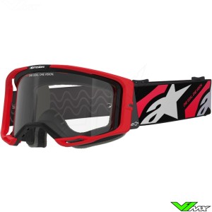 Alpinestars Vision 8 Luar Crossbril - Rood / Zwart / Heldere lens