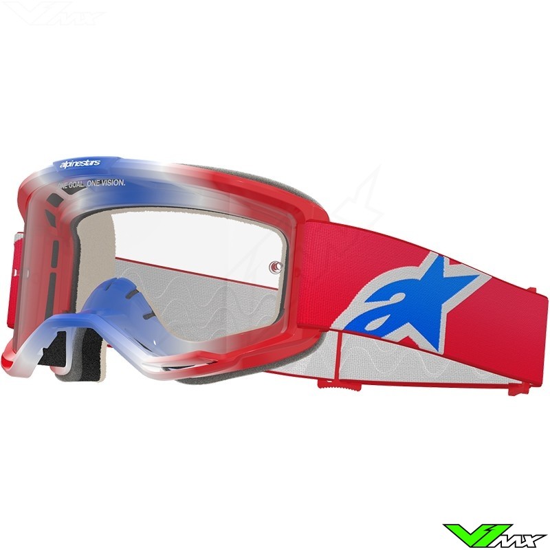 Alpinestars Vision 5 Corp Crossbril - Rood / Blauw / Heldere lens