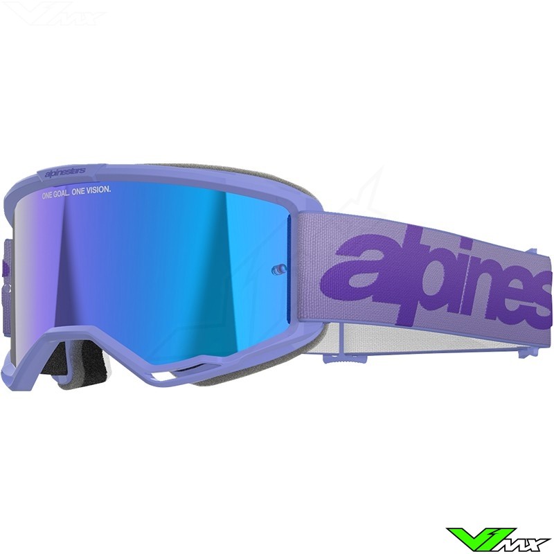 Alpinestars Vision 5 Wordmark Motocross Goggle - Purple / Mirror Blue Lens