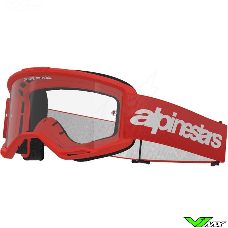 Alpinestars Vision 3 Wordmark Crossbril - Rood / Heldere lens