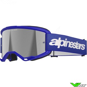 Alpinestars Vision 3 Wordmark Motocross Goggle - Blue / Silver Mirror Lens