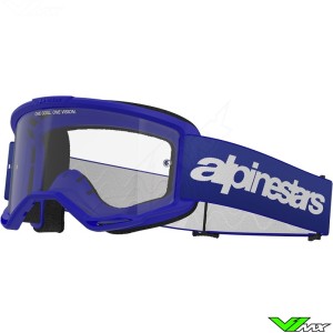 Alpinestars Vision 3 Wordmark Crossbril - Blauw / Heldere lens