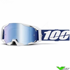 100% Armatic Motocross Goggle - Blue / White / Blue Mirror Lens