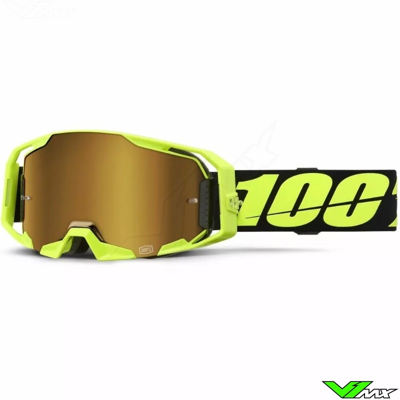 100% Armatic Crossbril - Fluo Geel / Goud Spiegellens