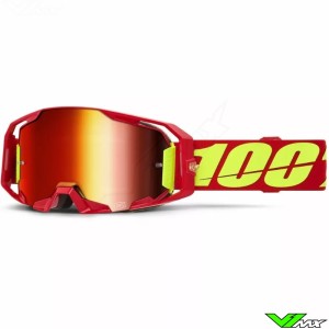 100% Armatic Crossbril - Rood / Fluo Geel / Rode Spiegellens