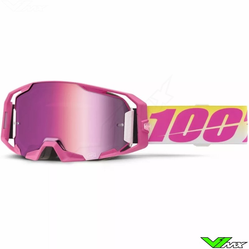 100% Armatic Sellars Motocross Goggle - Pink Mirror Lens