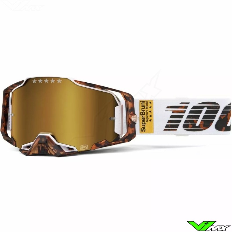 100% Armega Bruni Limited Edition Motocross Goggle - Gold Mirror Lens