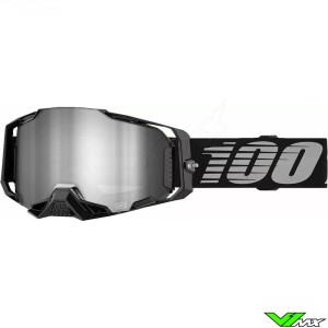 100% Armega Motocross Goggle - Black / Grey / Silver Mirror Lens