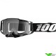 100% Armega Motocross Goggle - Black / White / Clear Lens