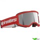 Alpinestars Vision 3 Wordmark Crossbril - Rood / Zilver spiegellens