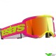 Alpinestars Vision 5 Wordmark Crossbril - Roze / Fluo Geel / Rood Spiegellens