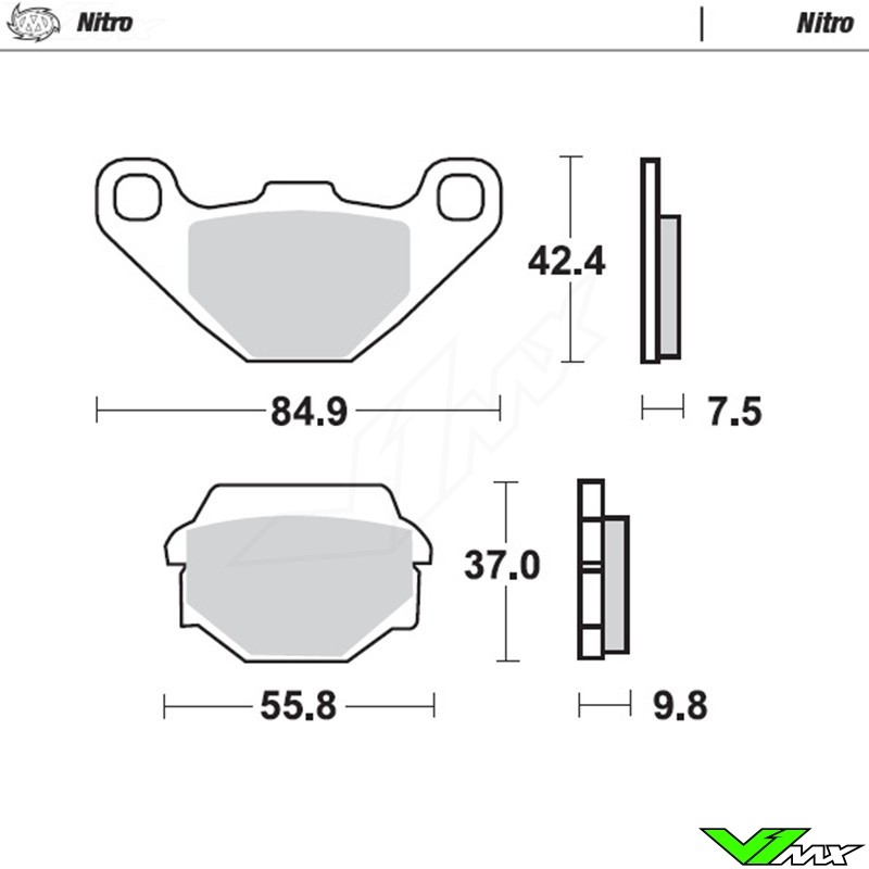 Moto Master Nitro Rear Brake Pads - Kawasaki KLR650 Husaberg FC501 FC600 FE501 FE600SM FE600