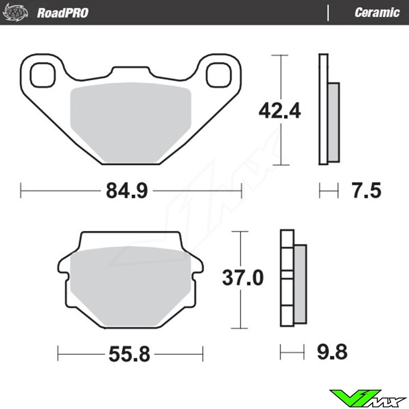 Moto Master RoadPro Ceramic Front Brake Pads - Kawasaki KX125 KX250 KX500 KDX200 KLR250