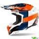 Airoh Aviator 3 Monarch Motocross Helmet - Blue / Orange / White