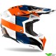 Airoh Aviator 3 Monarch Motocross Helmet - Blue / Orange / White