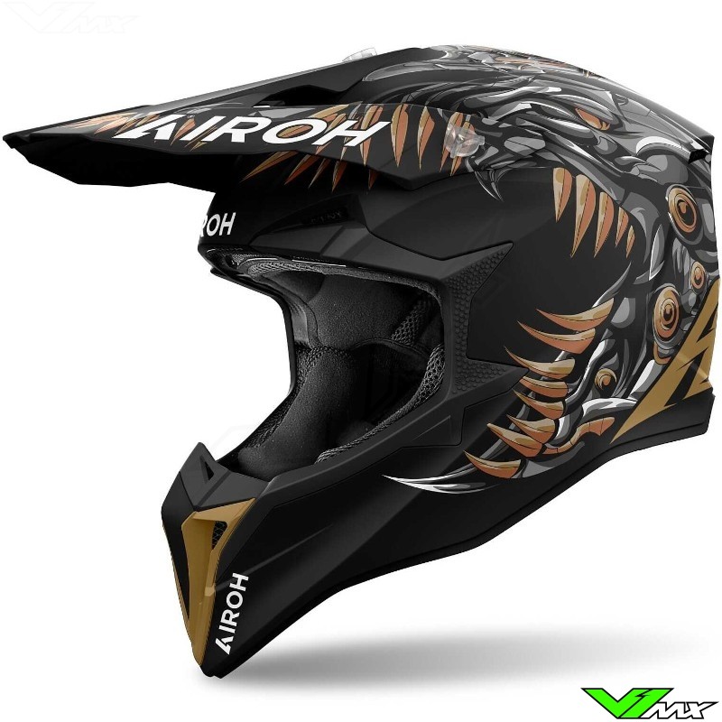 Airoh Wraap Cyborg Motocross Helmet - Black / Gold