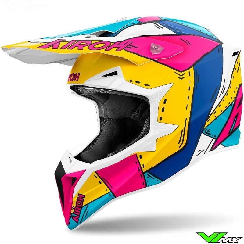 Airoh Wraap Paint Motocross Helmet - Pink / Yellow