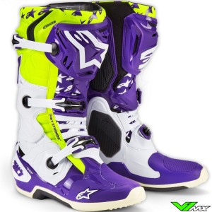 Alpinestars Tech 10 Dirt Studios Motocross Boots - Purple / Fluo Yellow