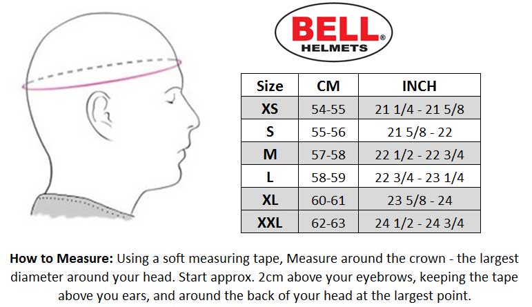 Bell Moto 9 Flex Size Chart: A Visual Reference of Charts | Chart Master